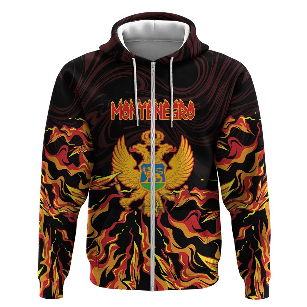 Personalized Montenegro Hoodie Coat Of Arms Fire Style DT05