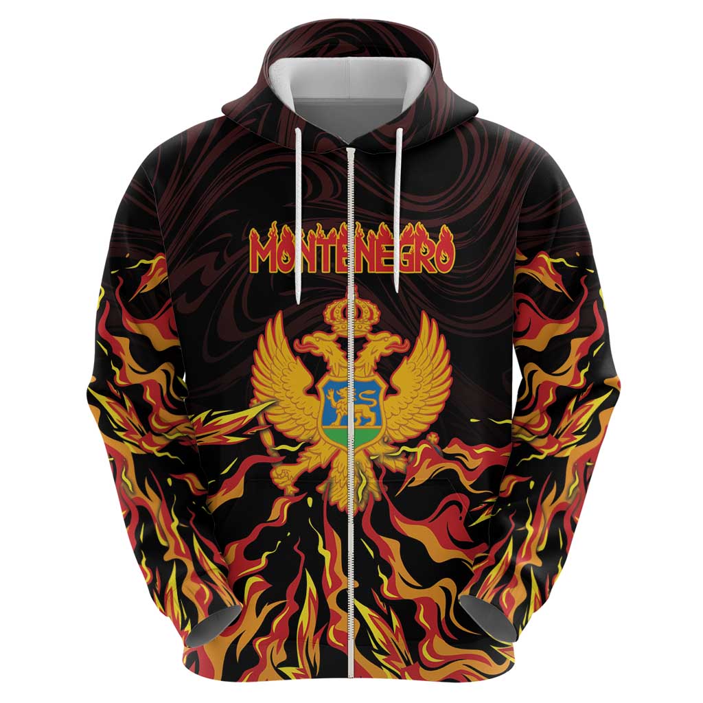 Personalized Montenegro Hoodie Coat Of Arms Fire Style DT05