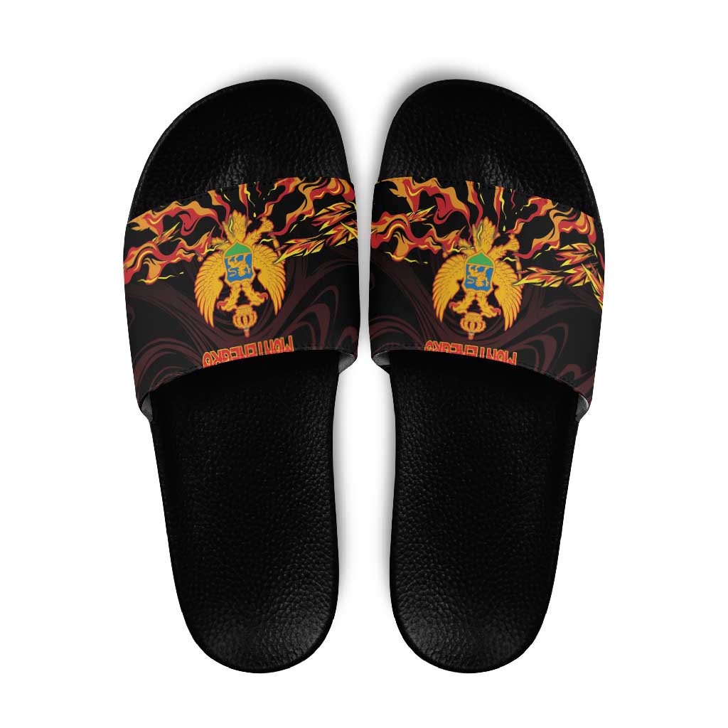 Montenegro Slide Sandals Coat Of Arms Fire Style DT05