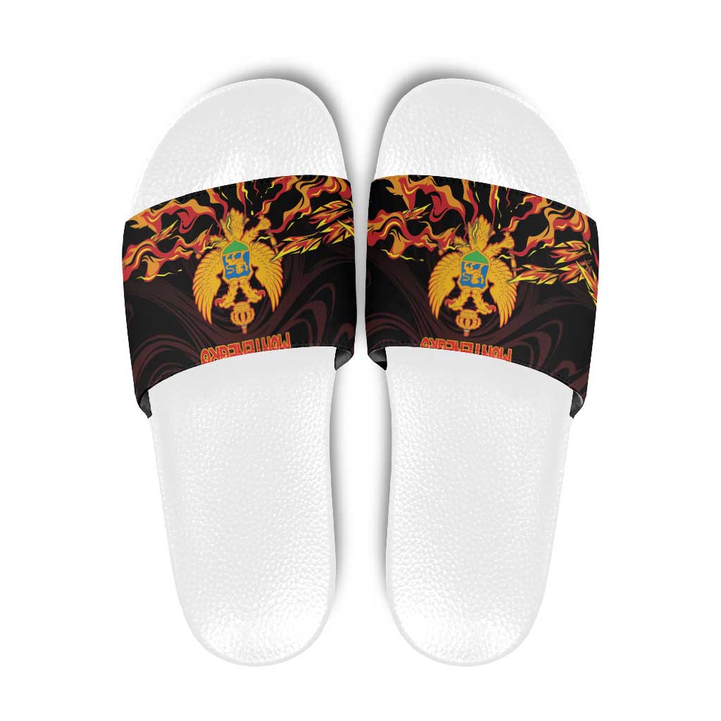 Montenegro Slide Sandals Coat Of Arms Fire Style DT05
