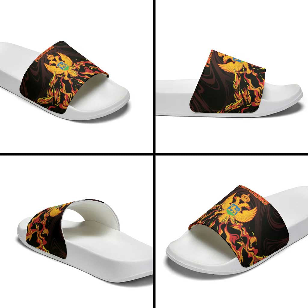 Montenegro Slide Sandals Coat Of Arms Fire Style DT05