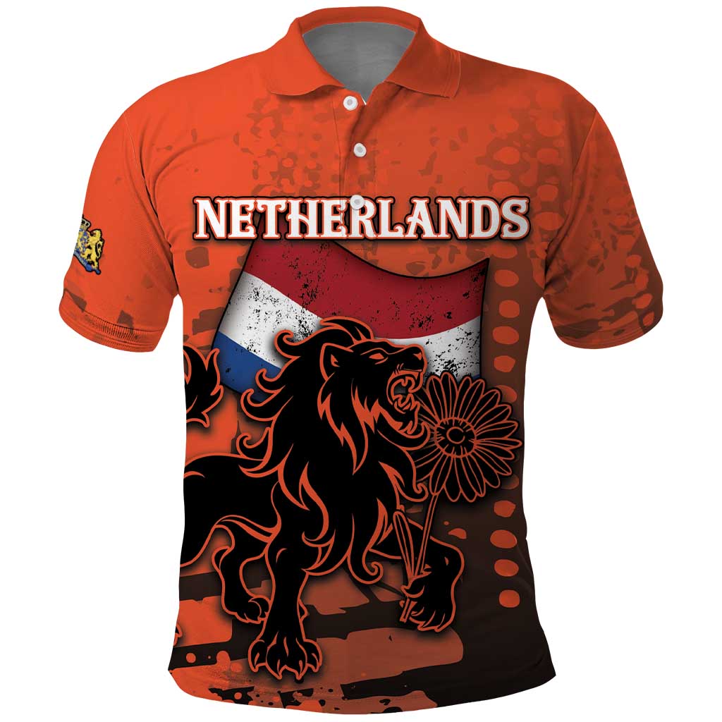 Personalized Netherlands Polo Shirt Lion With Daisy Flower DT05