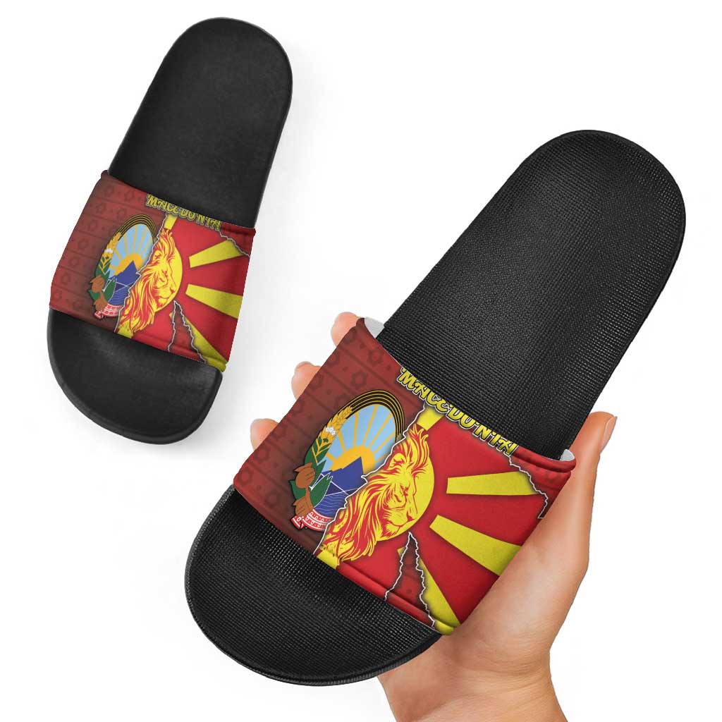 North Macedonia Slide Sandals National Emblem With Lion DT05