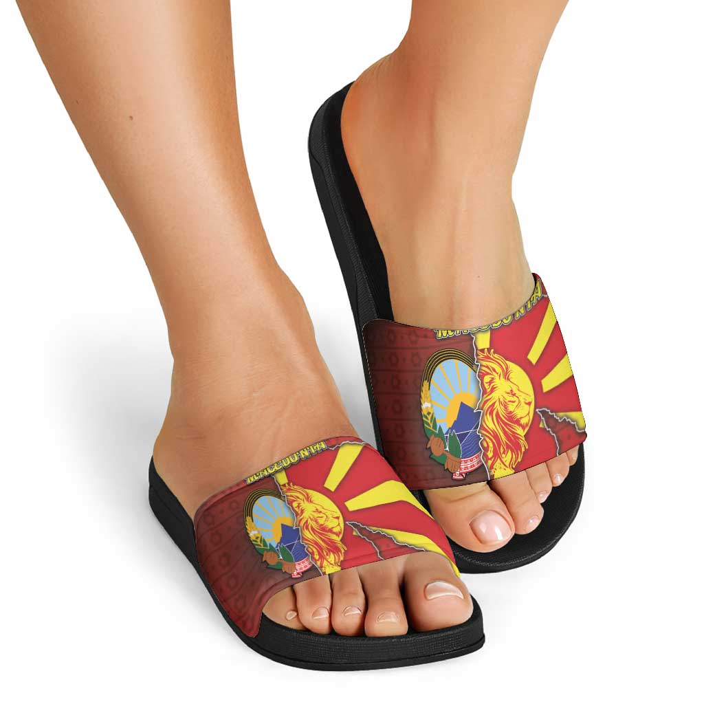 North Macedonia Slide Sandals National Emblem With Lion DT05