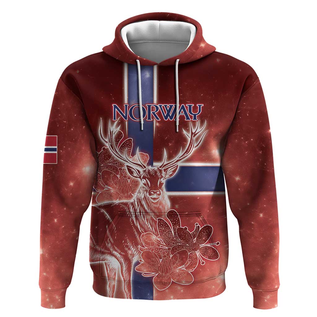 Personalized Norway Hoodie The Moose With Saxifrage Flowers Galaxy Style DT05