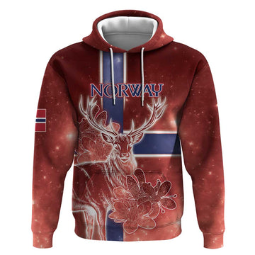 Personalized Norway Hoodie The Moose With Saxifrage Flowers Galaxy Style DT05