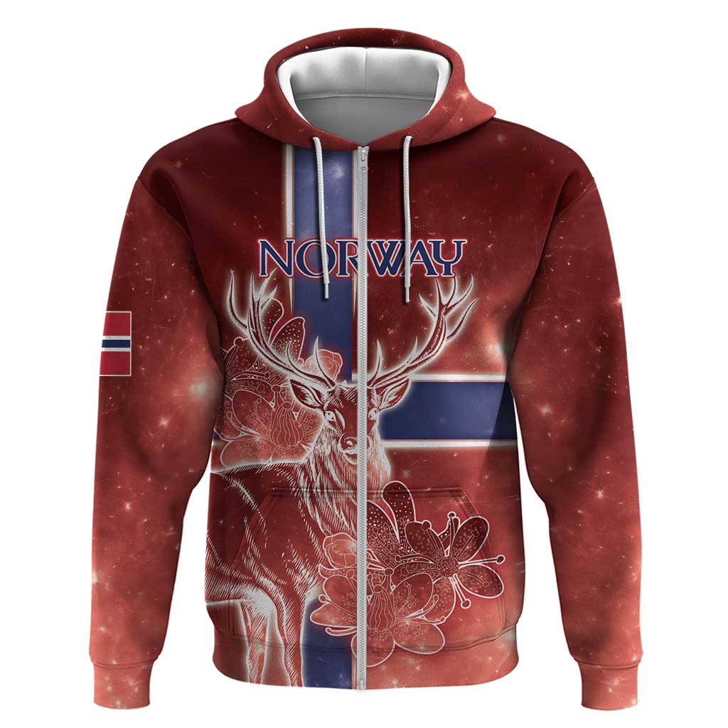 Personalized Norway Hoodie The Moose With Saxifrage Flowers Galaxy Style DT05