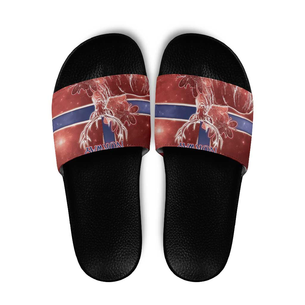 Norway Slide Sandals The Moose With Saxifrage Flowers Galaxy Style DT05