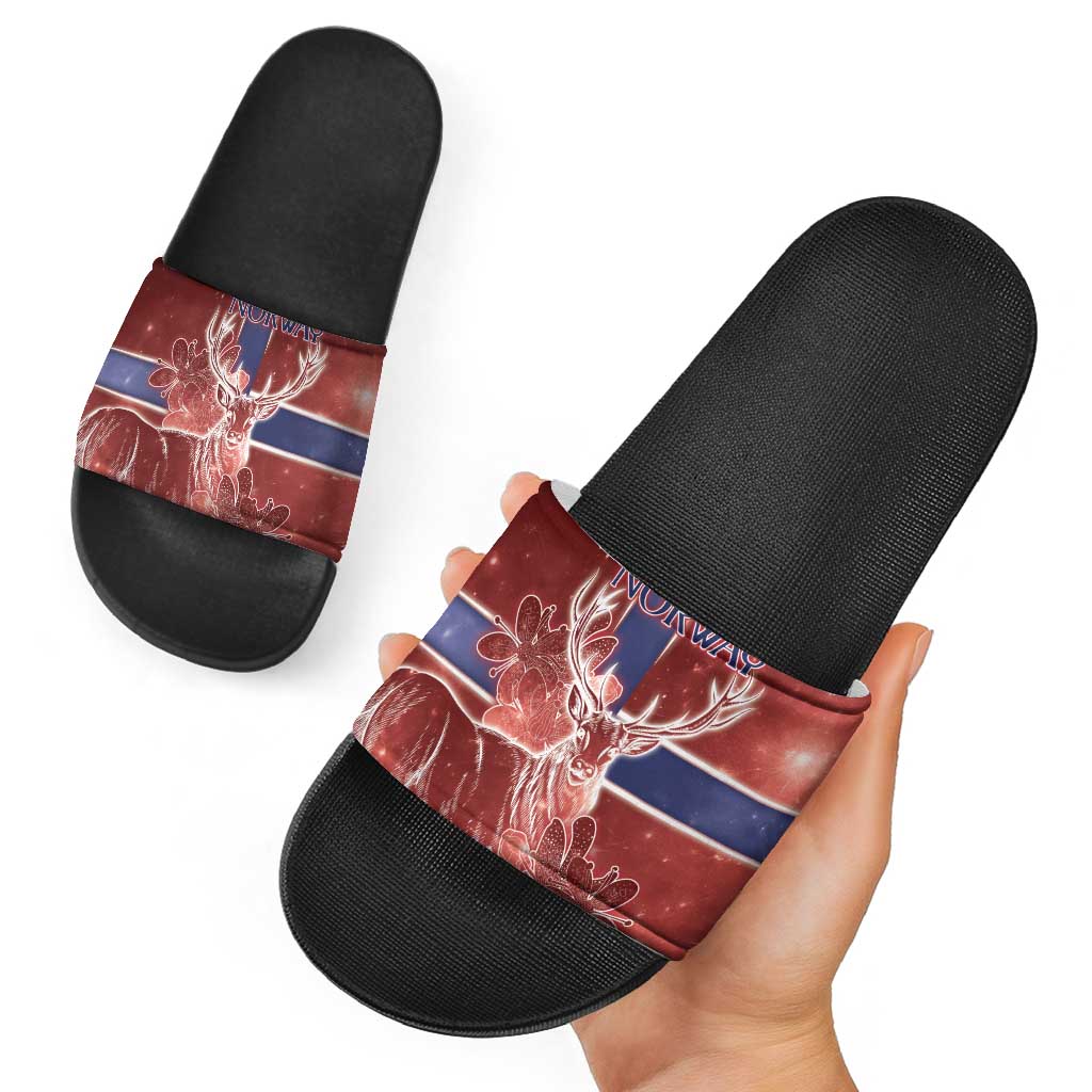 Norway Slide Sandals The Moose With Saxifrage Flowers Galaxy Style DT05