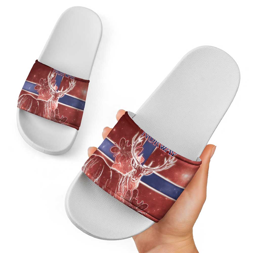 Norway Slide Sandals The Moose With Saxifrage Flowers Galaxy Style DT05