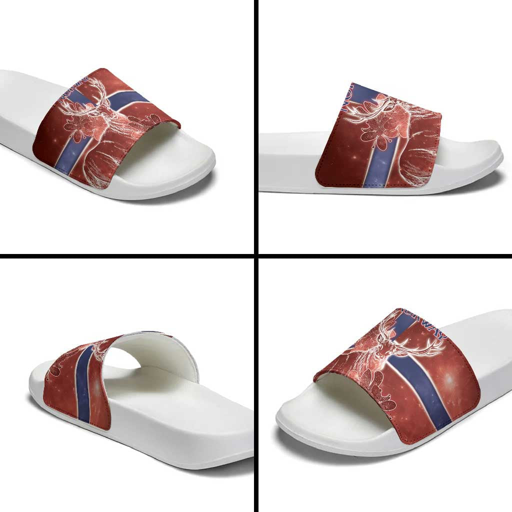 Norway Slide Sandals The Moose With Saxifrage Flowers Galaxy Style DT05