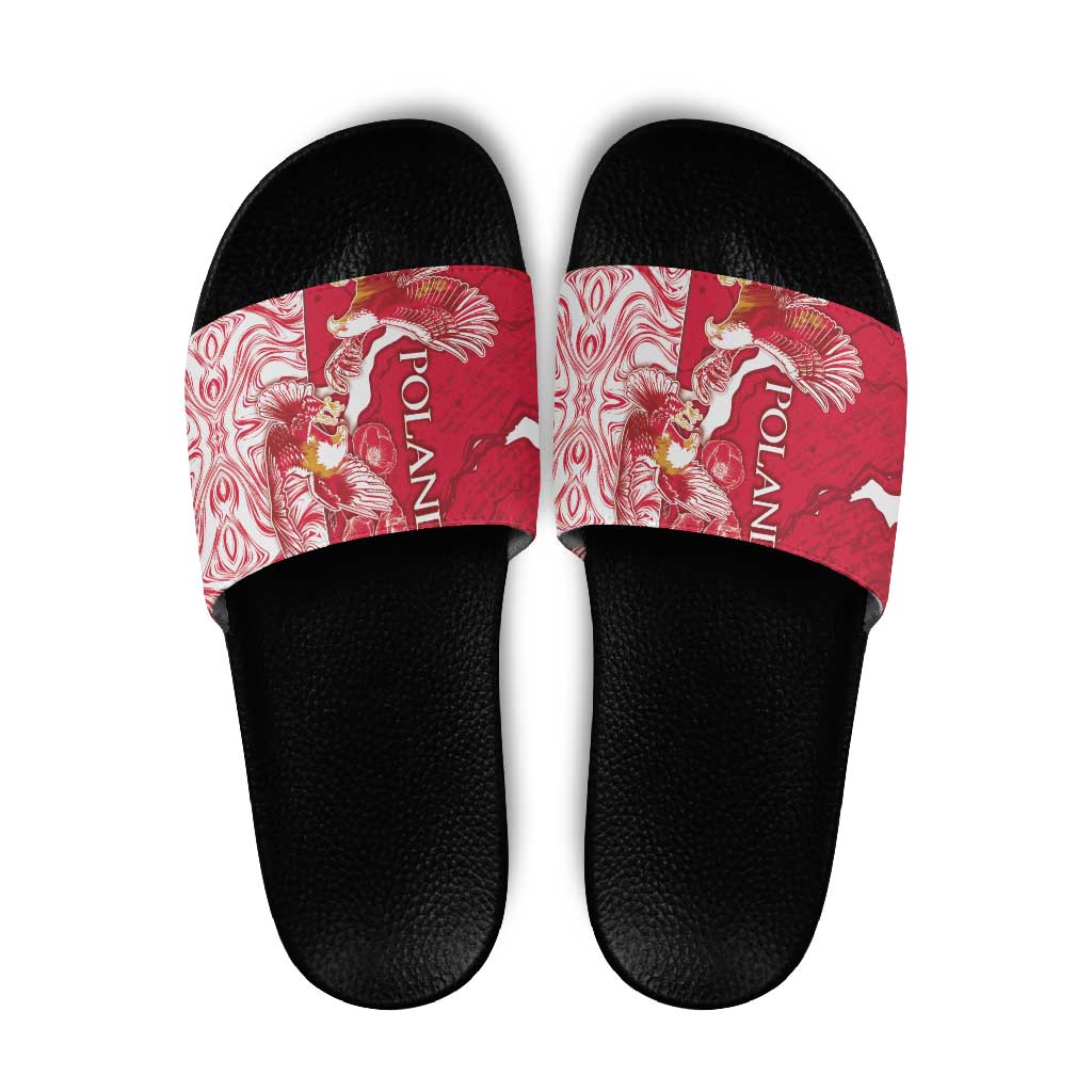 Poland Slide Sandals Two White Eagles Fighting DT05