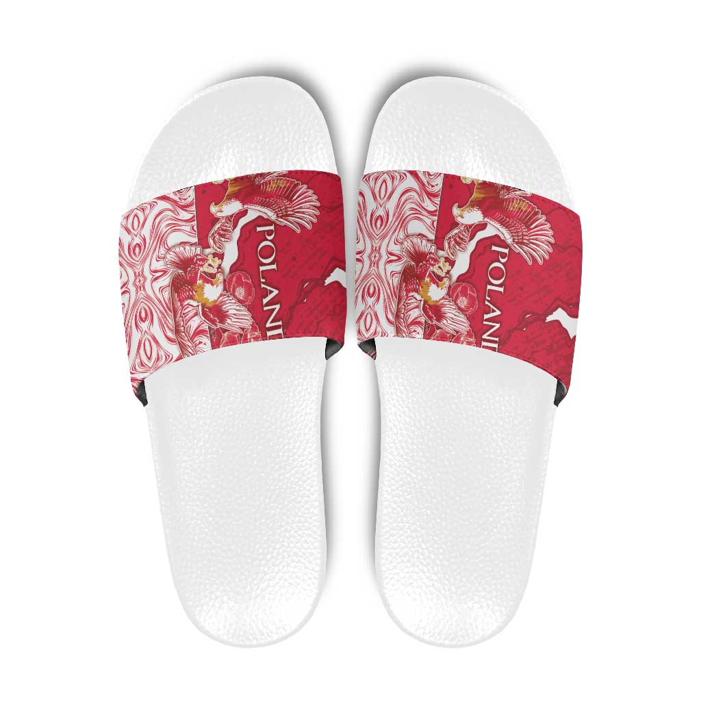 Poland Slide Sandals Two White Eagles Fighting DT05