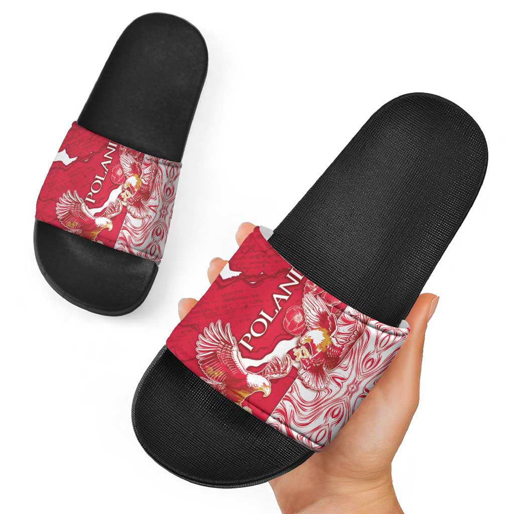 Poland Slide Sandals Two White Eagles Fighting DT05