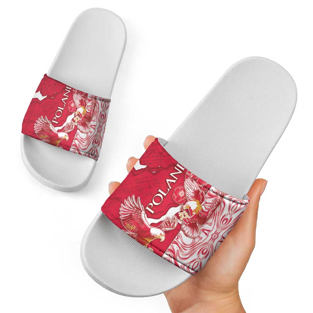 Poland Slide Sandals Two White Eagles Fighting DT05