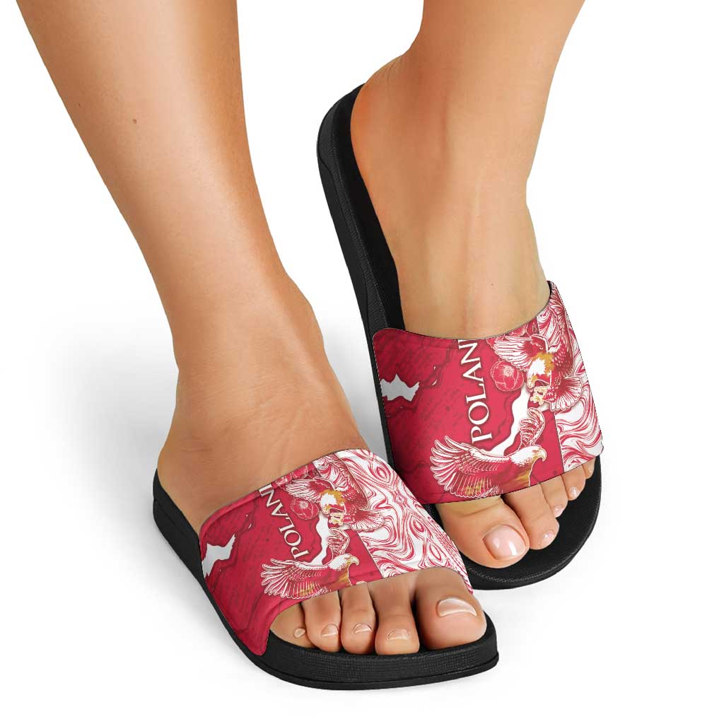 Poland Slide Sandals Two White Eagles Fighting DT05