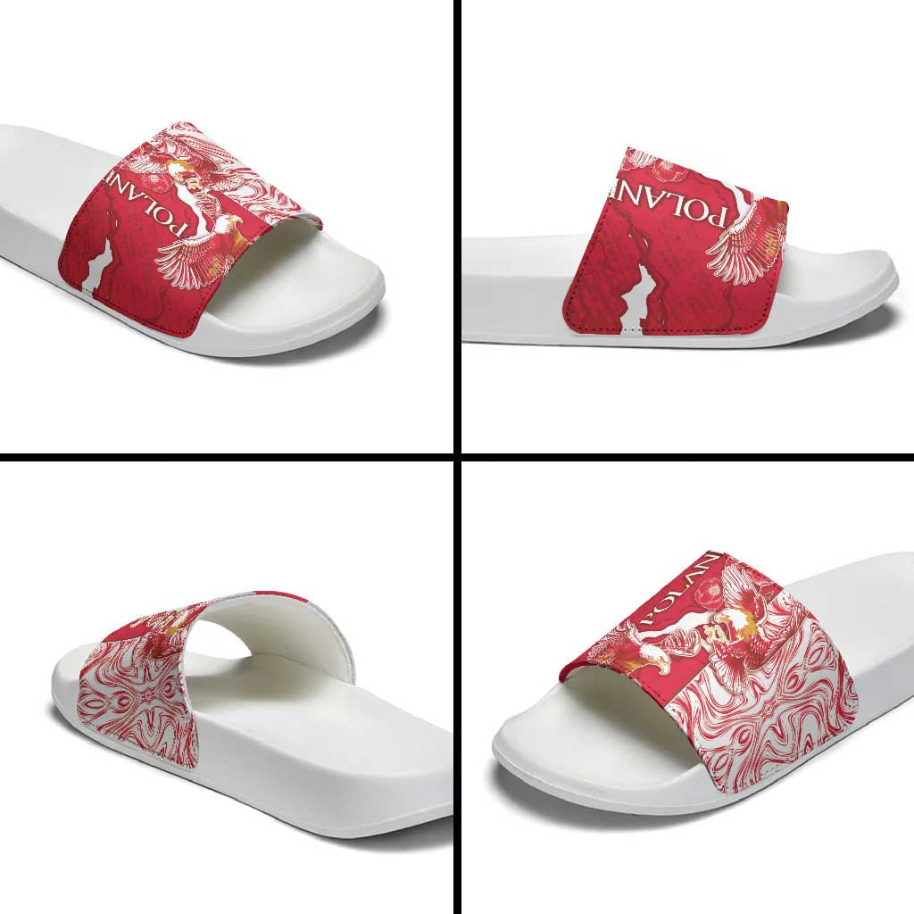 Poland Slide Sandals Two White Eagles Fighting DT05