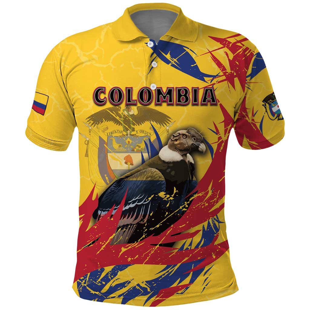 Personalized Colombia Polo Shirt Colombian Andean Condor With Coat Of Arms DT05