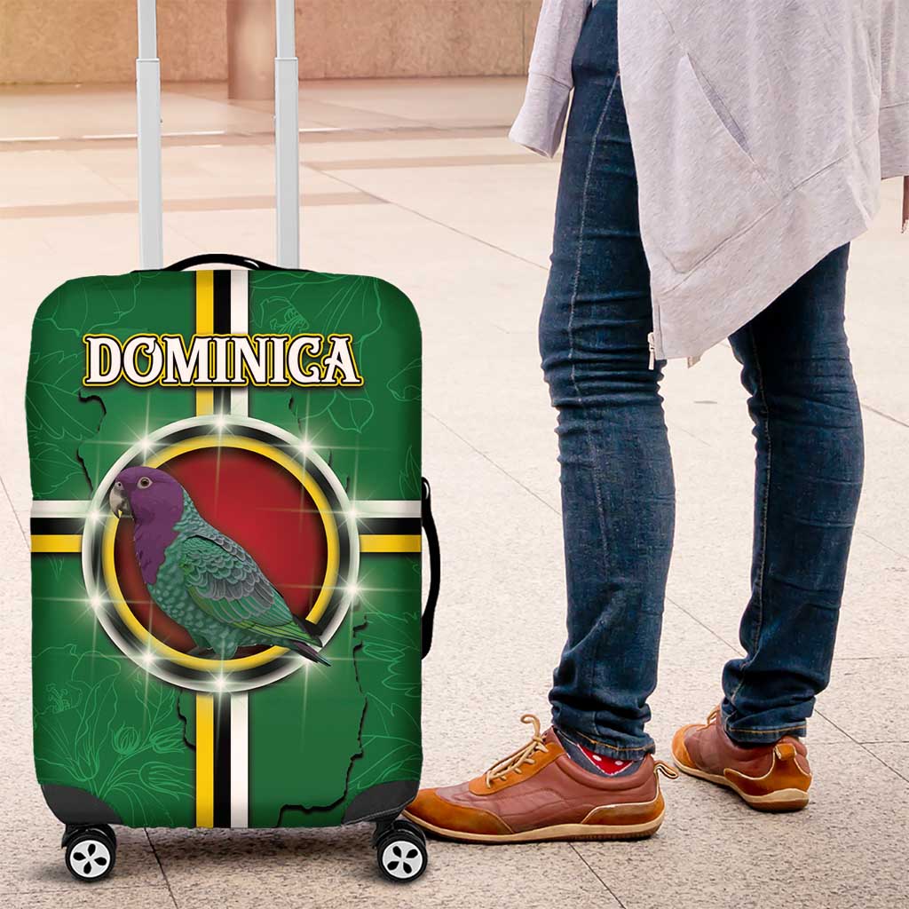 Dominica Luggage Cover Sisserou Parrot With Hibiscus Patterns DT05