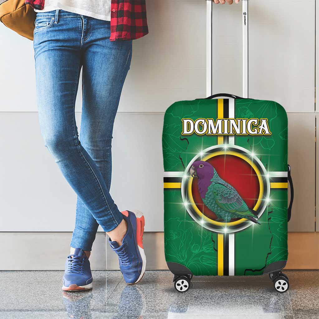Dominica Luggage Cover Sisserou Parrot With Hibiscus Patterns DT05