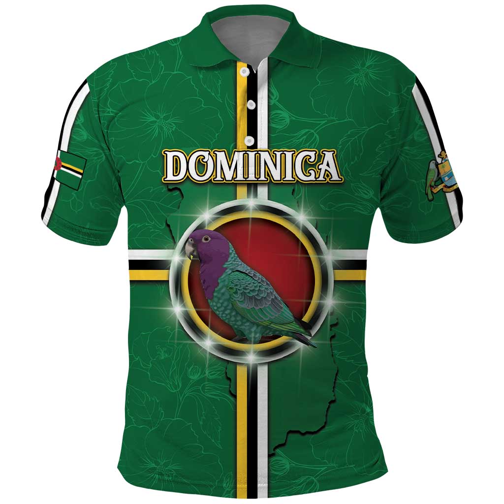 Personalized Dominica Polo Shirt Sisserou Parrot With Hibiscus Patterns DT05