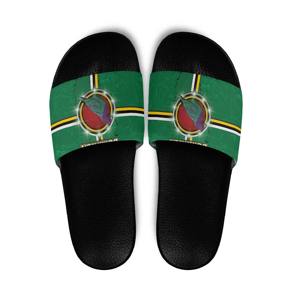 Dominica Slide Sandals Sisserou Parrot With Hibiscus Patterns DT05