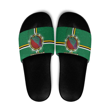 Dominica Slide Sandals Sisserou Parrot With Hibiscus Patterns DT05