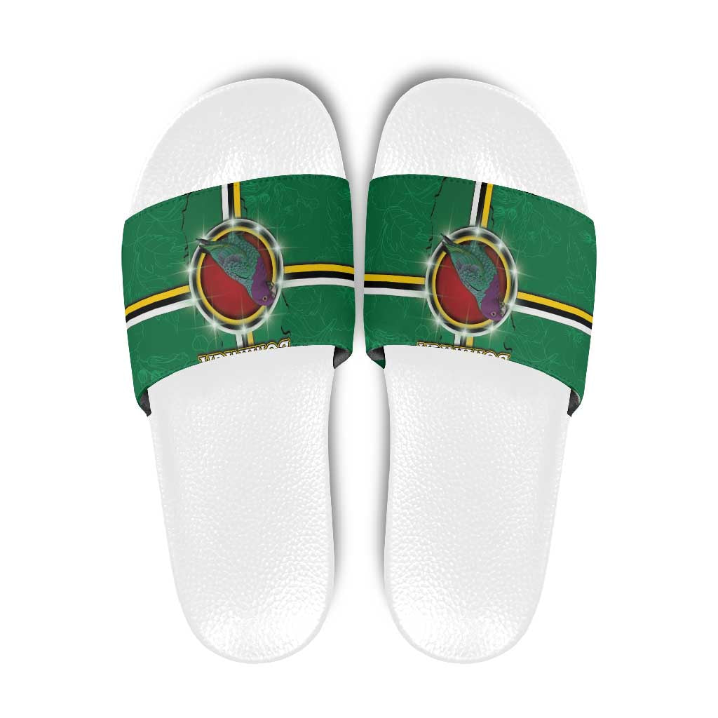 Dominica Slide Sandals Sisserou Parrot With Hibiscus Patterns DT05