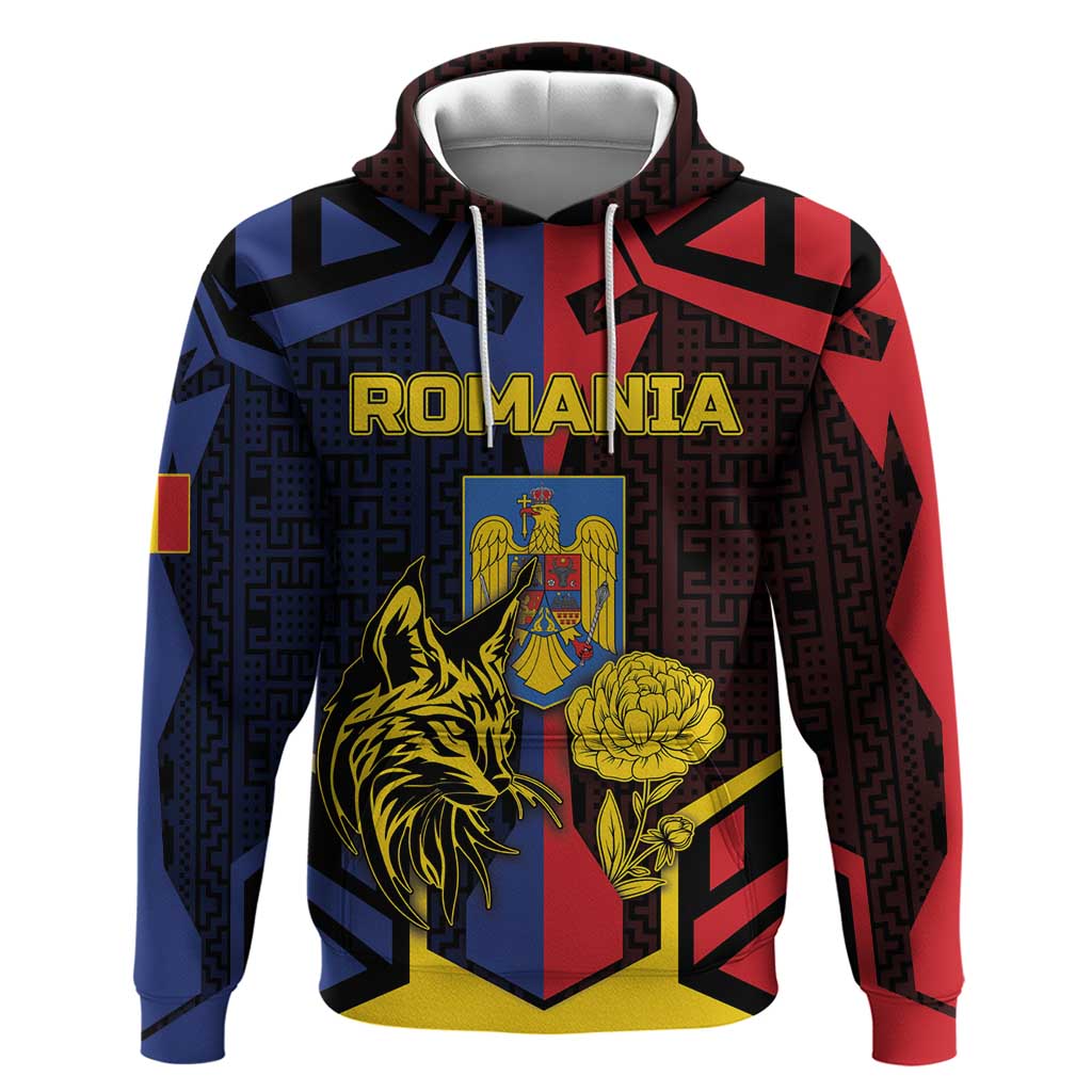Personalized Romania Hoodie The Eurasian Lynx With The Peony DT05