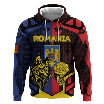Personalized Romania Hoodie The Eurasian Lynx With The Peony DT05