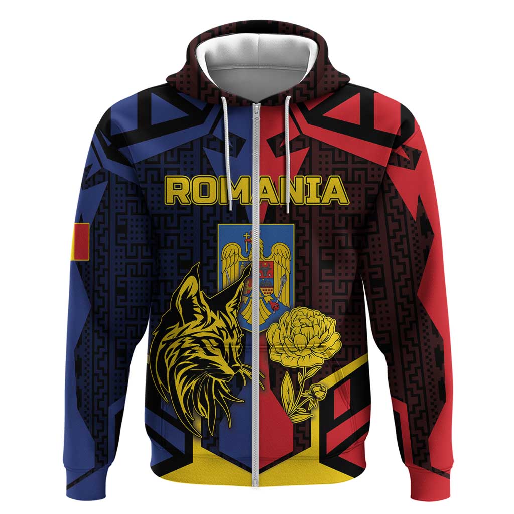 Personalized Romania Hoodie The Eurasian Lynx With The Peony DT05