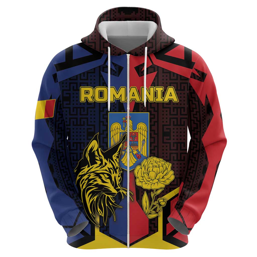 Personalized Romania Hoodie The Eurasian Lynx With The Peony DT05