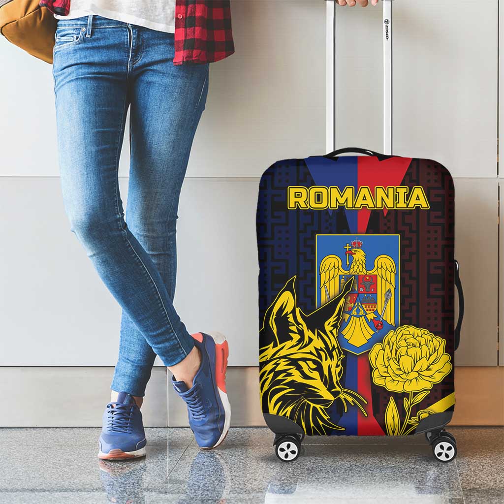 Romania Luggage Cover The Eurasian Lynx With The Peony DT05