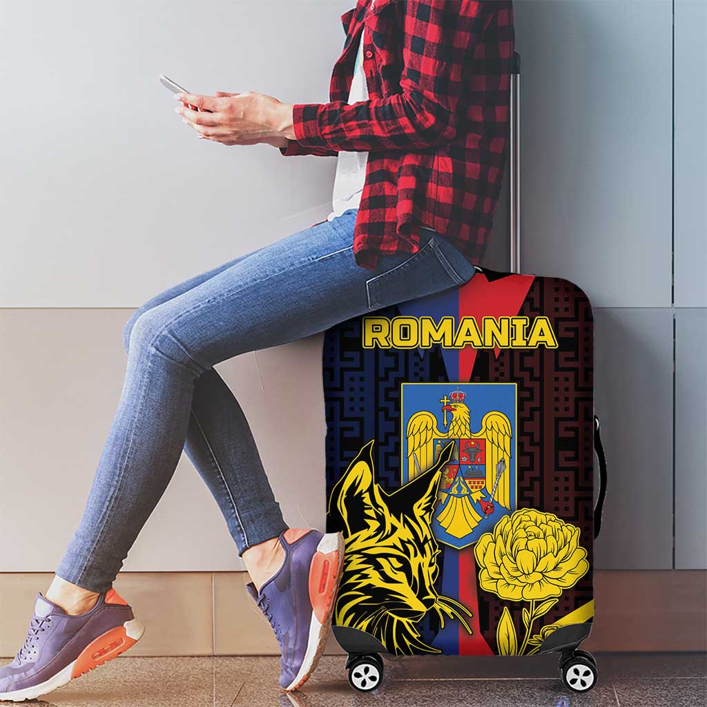 Romania Luggage Cover The Eurasian Lynx With The Peony DT05