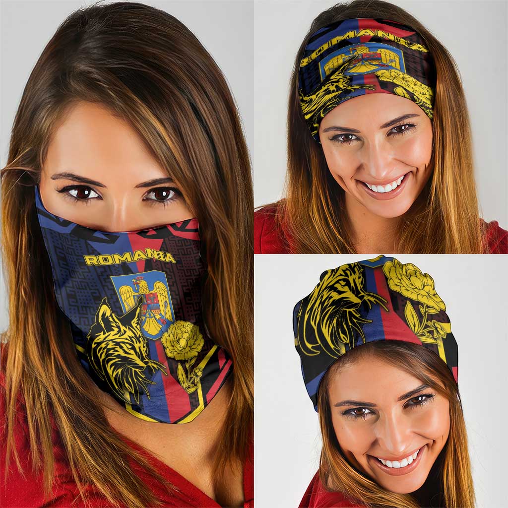 Romania Neck Gaiter The Eurasian Lynx With The Peony DT05