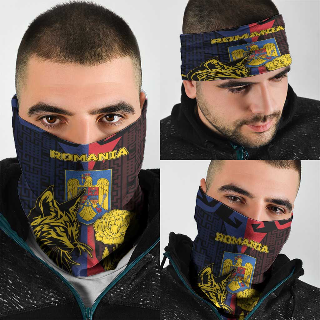 Romania Neck Gaiter The Eurasian Lynx With The Peony DT05