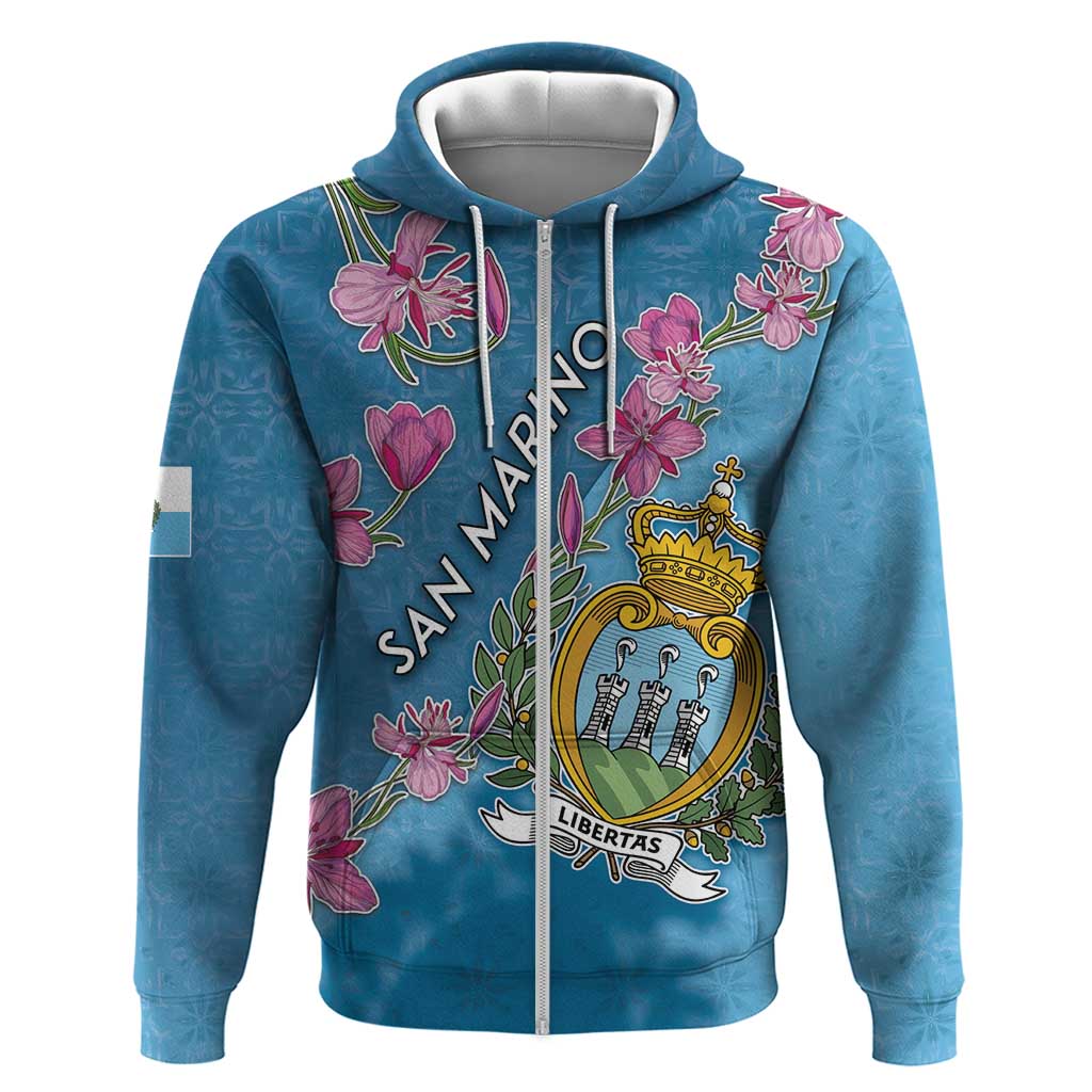Personalized San Marino Hoodie The Cyclamen Cyprium With Coat Of Arms DT05
