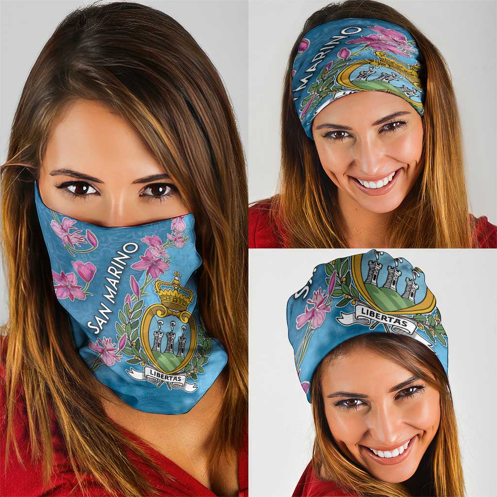 San Marino Neck Gaiter The Cyclamen Cyprium With Coat Of Arms DT05