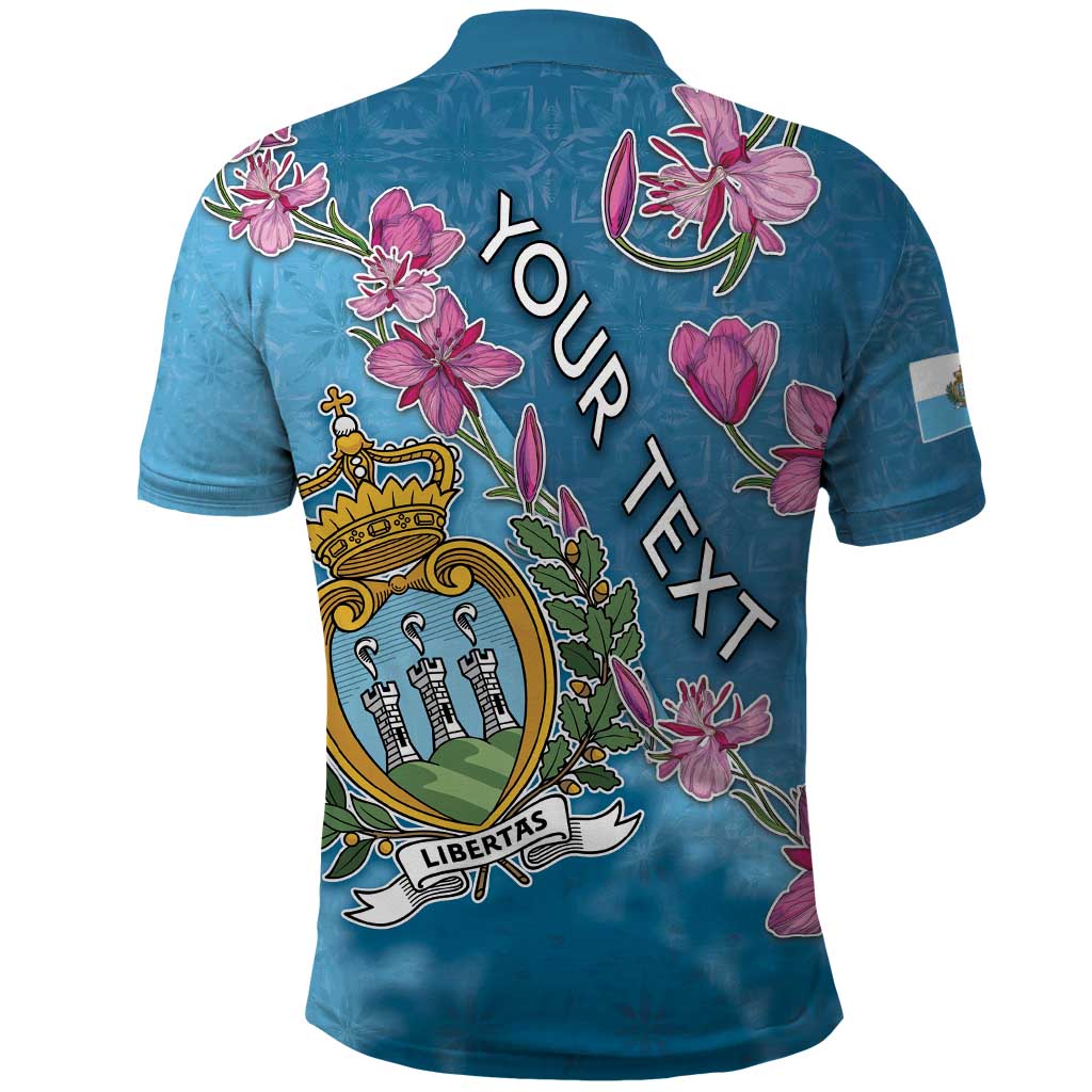 Personalized San Marino Polo Shirt The Cyclamen Cyprium With Coat Of Arms DT05