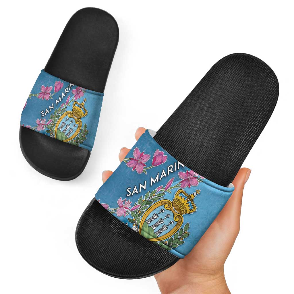 San Marino Slide Sandals The Cyclamen Cyprium With Coat Of Arms DT05