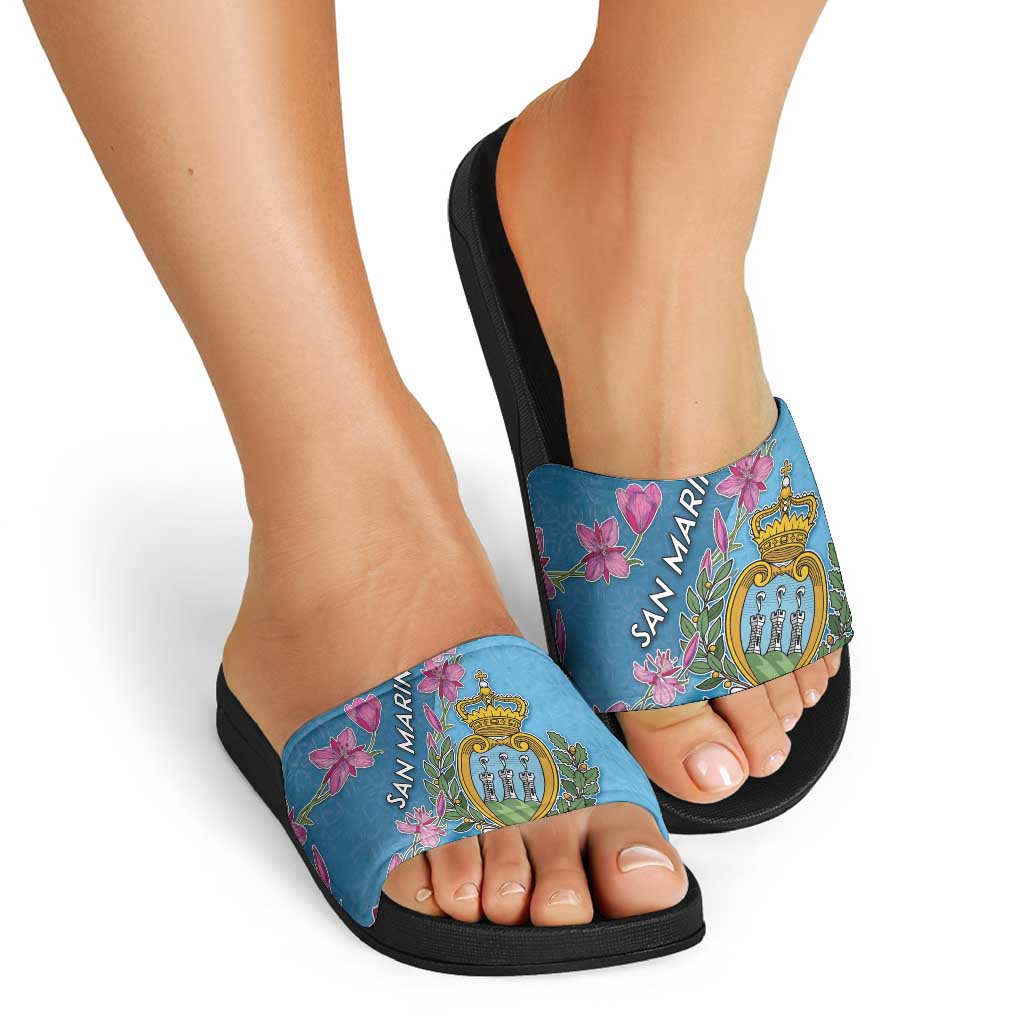 San Marino Slide Sandals The Cyclamen Cyprium With Coat Of Arms DT05