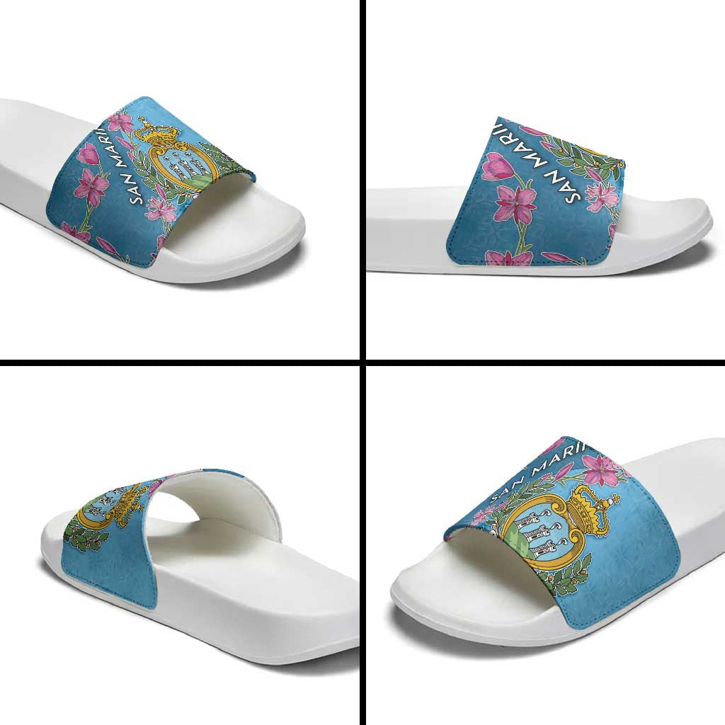 San Marino Slide Sandals The Cyclamen Cyprium With Coat Of Arms DT05