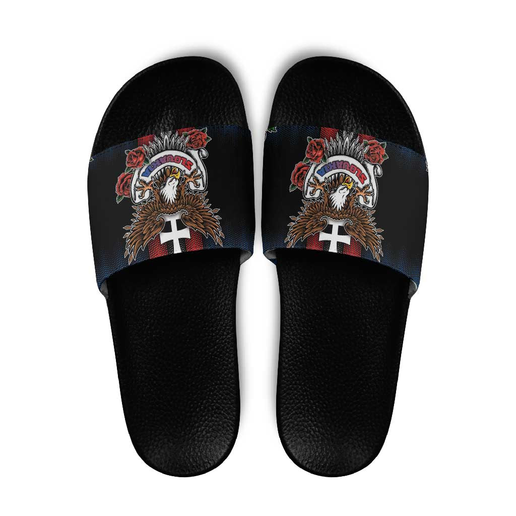 Slovakia Slide Sandals The Eagle Double Cross Symbol DT05
