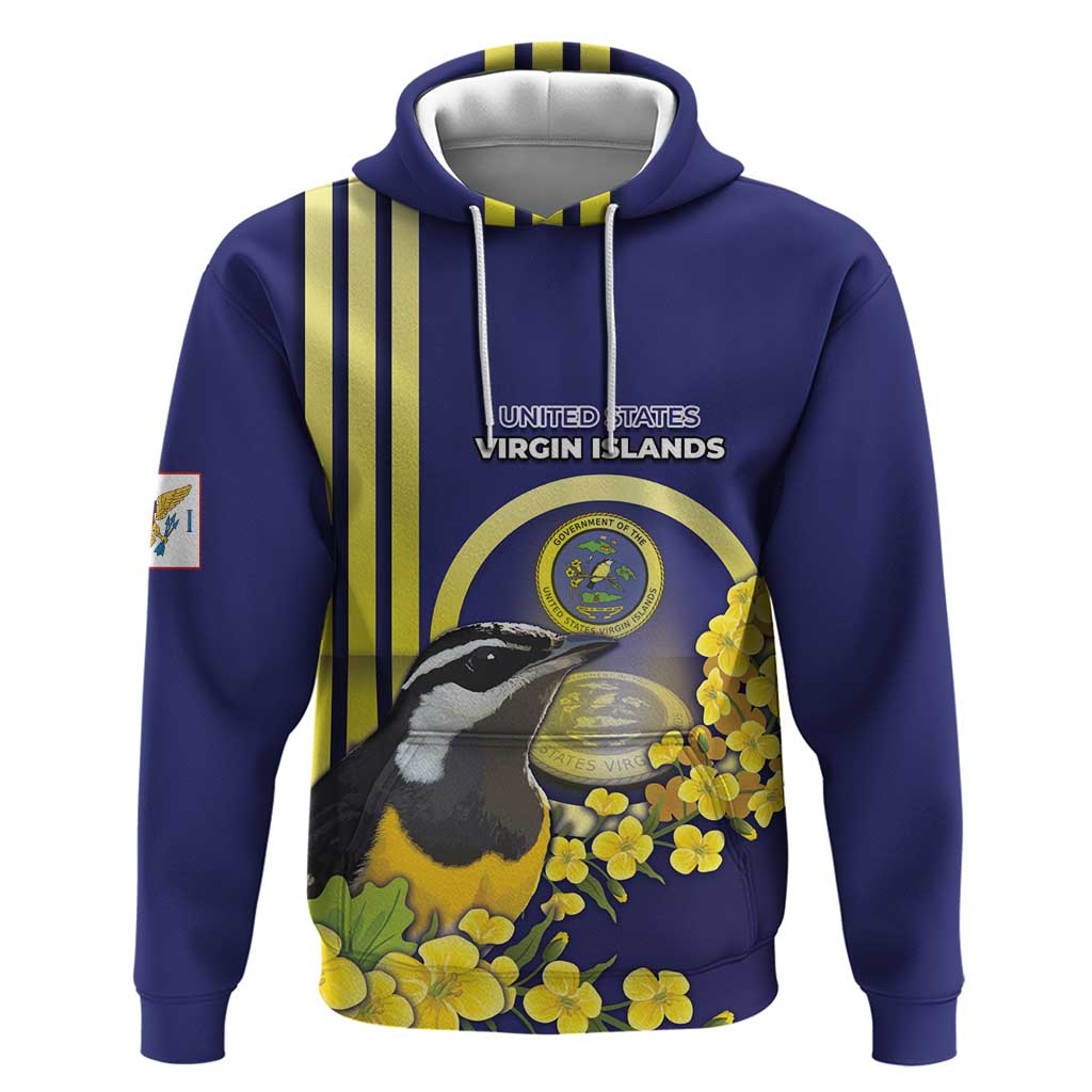 Personalized United States Virgin Islands Hoodie Bananaquit Bird With Yellow Sage Flowers DT05