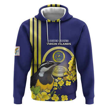 Personalized United States Virgin Islands Hoodie Bananaquit Bird With Yellow Sage Flowers DT05