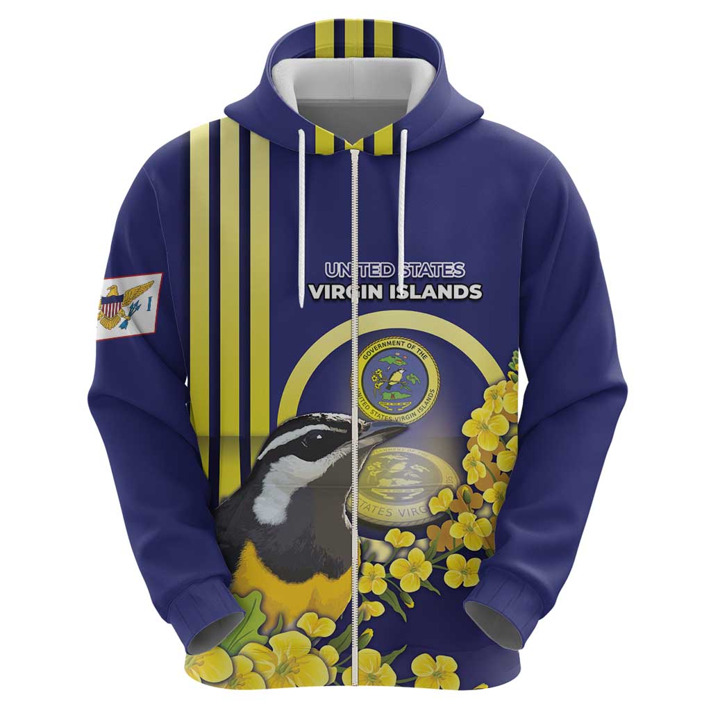 Personalized United States Virgin Islands Hoodie Bananaquit Bird With Yellow Sage Flowers DT05