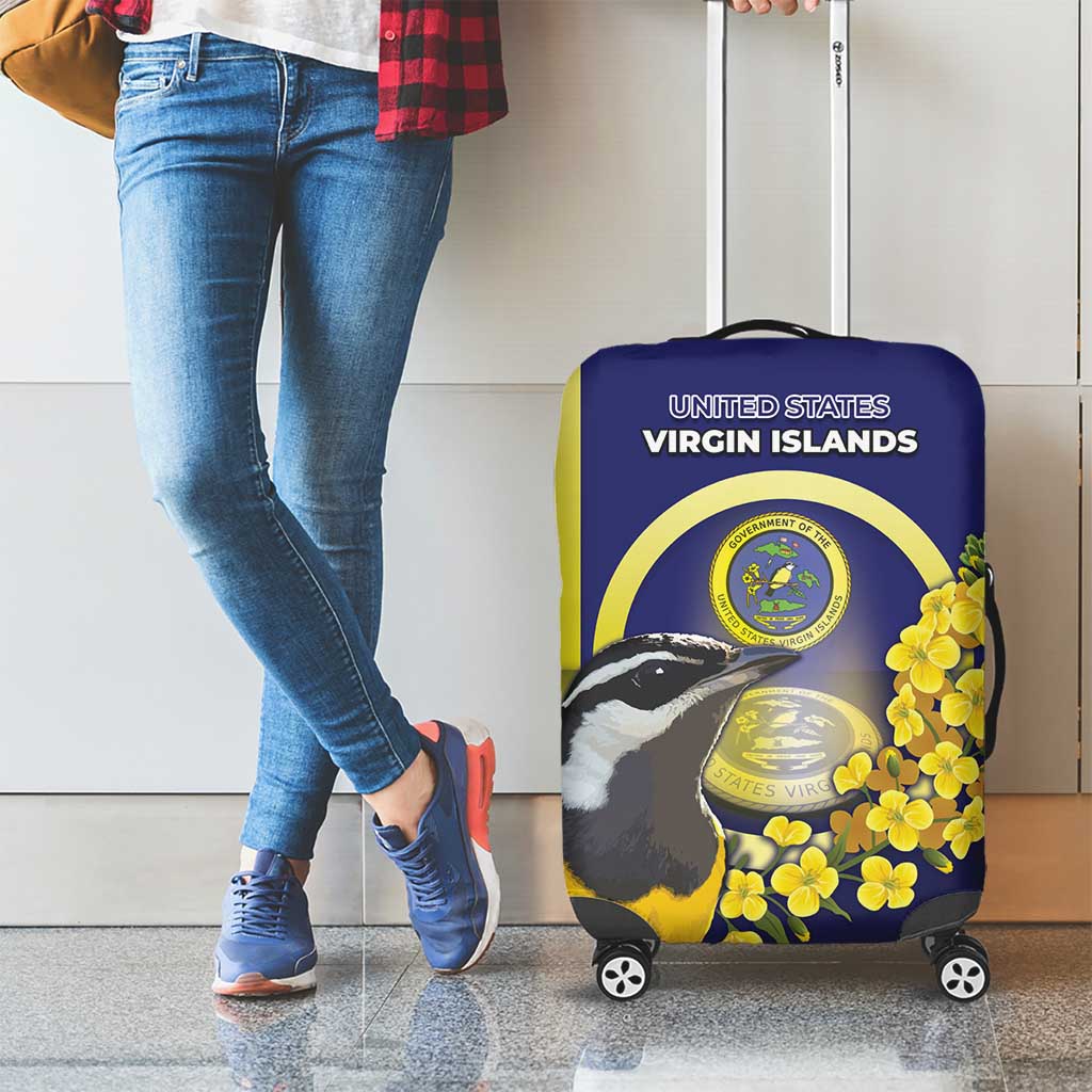 United States Virgin Islands Luggage Cover Bananaquit Bird With Yellow Sage Flowers DT05