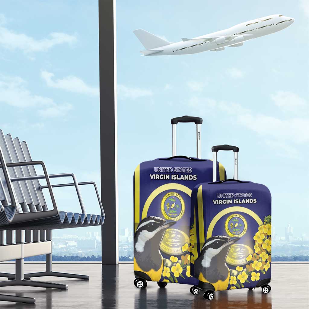 United States Virgin Islands Luggage Cover Bananaquit Bird With Yellow Sage Flowers DT05