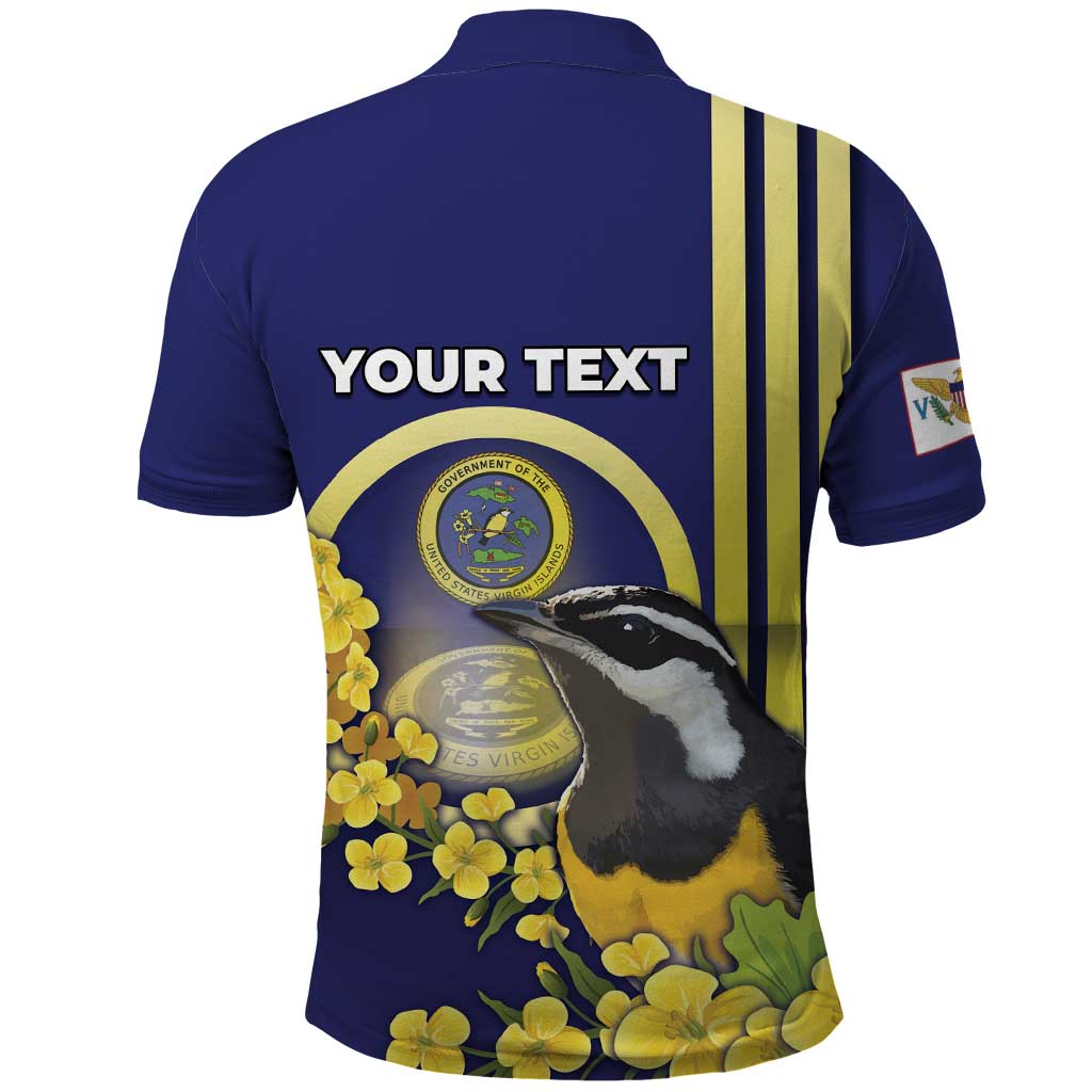 Personalized United States Virgin Islands Polo Shirt Bananaquit Bird With Yellow Sage Flowers DT05