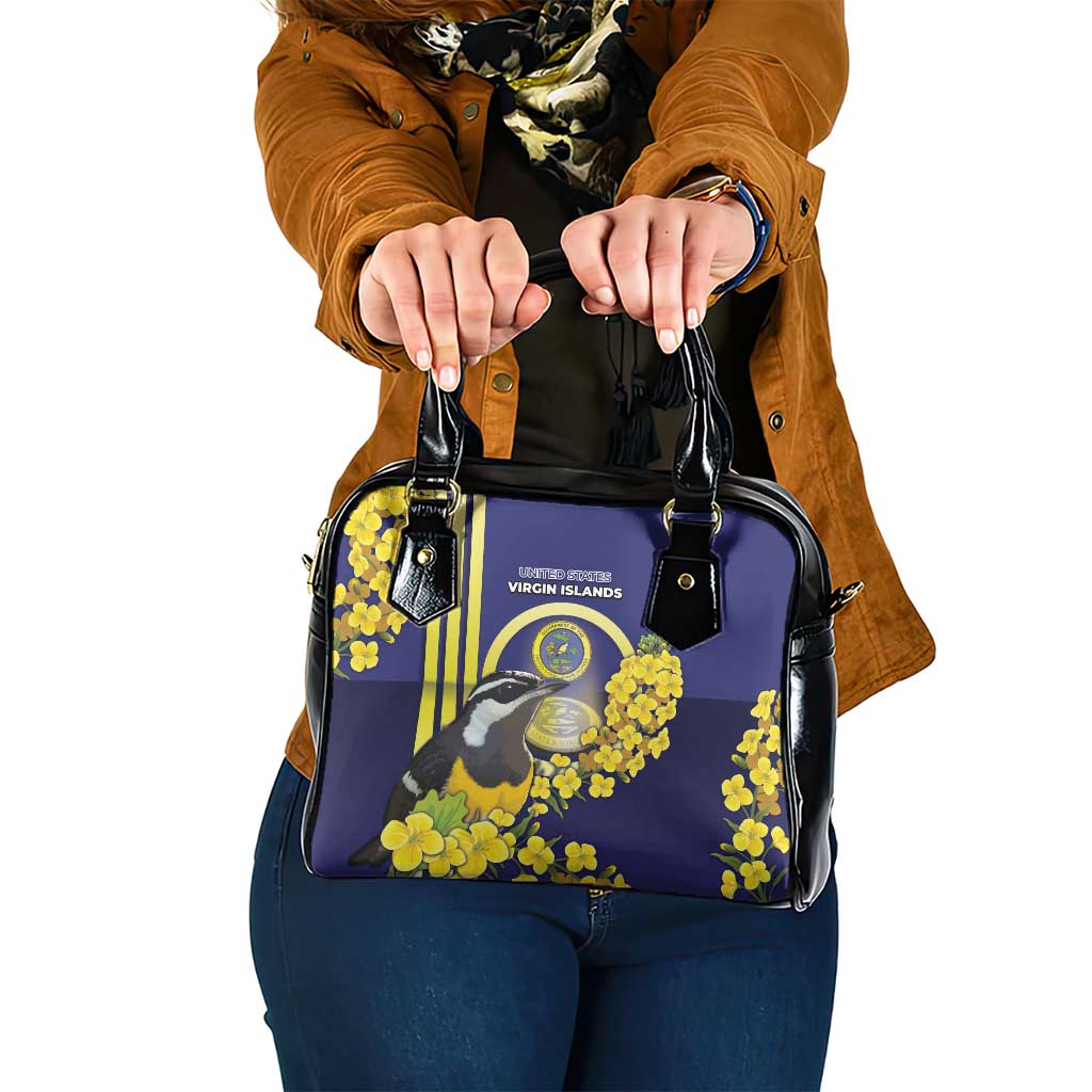 United States Virgin Islands Shoulder Handbag Bananaquit Bird With Yellow Sage Flowers DT05